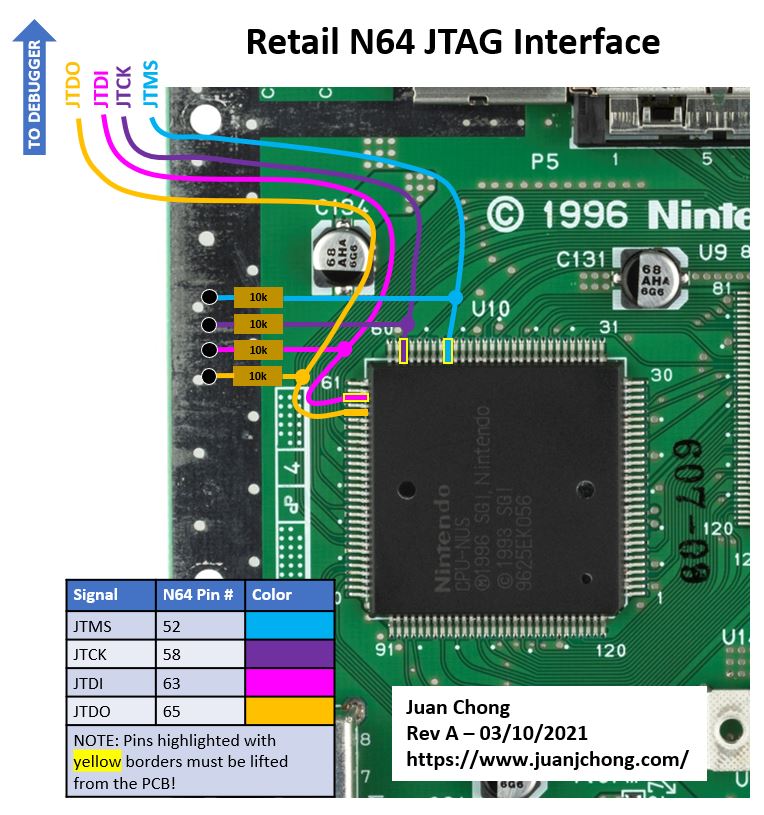 Retail N64 JTAG Interface Schematic